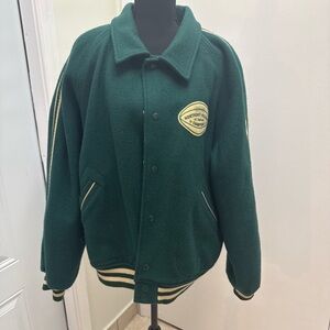Forest Green Varsity Jacket with Embroidered Patch